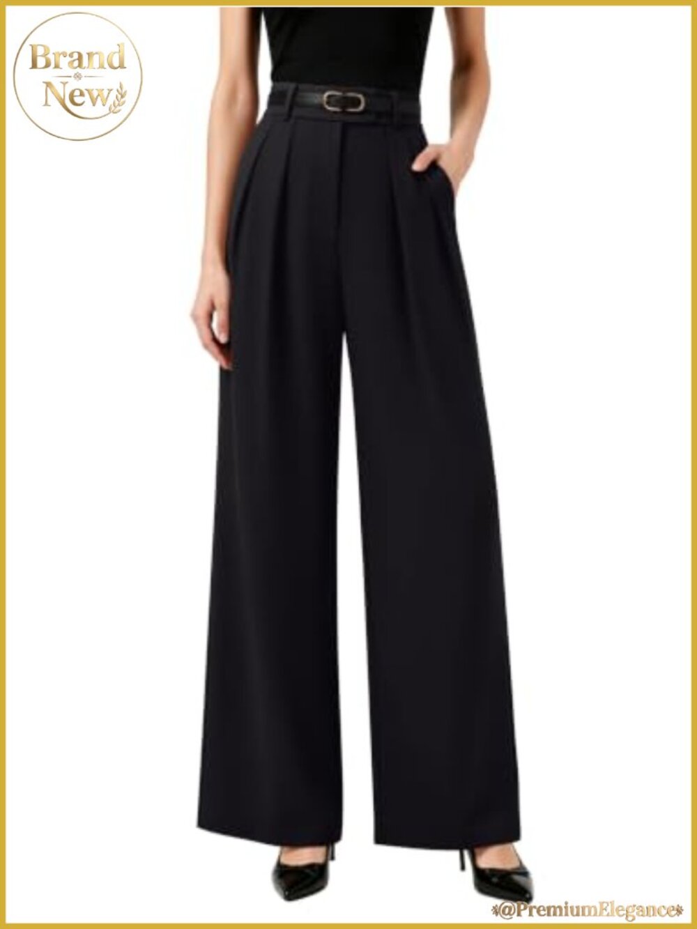 Wide Leg Work Dress Pants Business Casual High Waisted Trousers